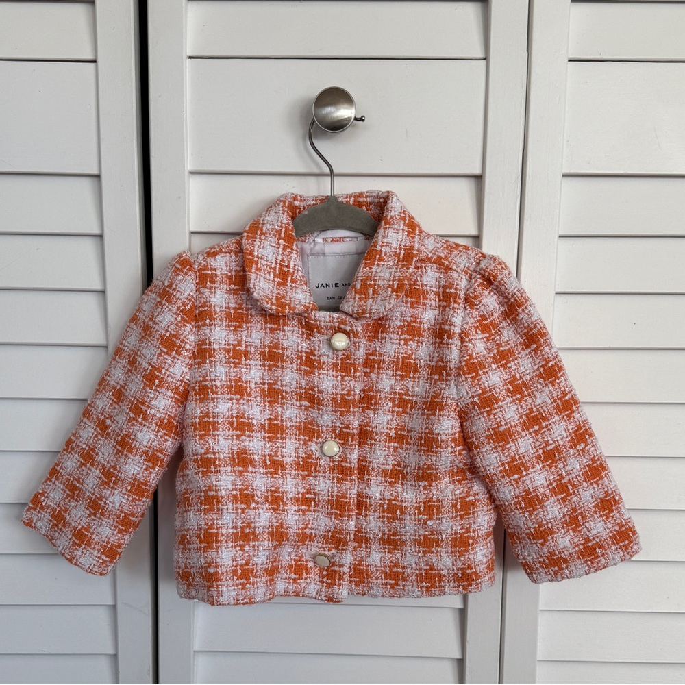 Janie & Jack Tweed orange blazer toddler size 3T